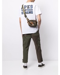 weißes bedrucktes T-Shirt mit einem Rundhalsausschnitt von A Bathing Ape