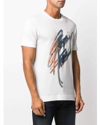 weißes bedrucktes T-Shirt mit einem Rundhalsausschnitt von Emporio Armani