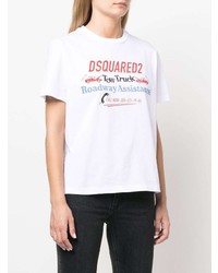 weißes bedrucktes T-Shirt mit einem Rundhalsausschnitt von DSQUARED2