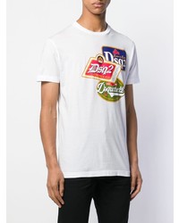 weißes bedrucktes T-Shirt mit einem Rundhalsausschnitt von DSQUARED2