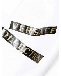 weißes bedrucktes T-Shirt mit einem Rundhalsausschnitt von Versace Collection