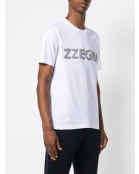 weißes bedrucktes T-Shirt mit einem Rundhalsausschnitt von Z Zegna