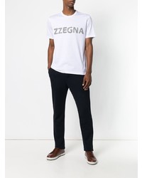 weißes bedrucktes T-Shirt mit einem Rundhalsausschnitt von Z Zegna