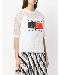weißes bedrucktes T-Shirt mit einem Rundhalsausschnitt von Tommy Jeans