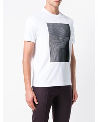 weißes bedrucktes T-Shirt mit einem Rundhalsausschnitt von Emporio Armani