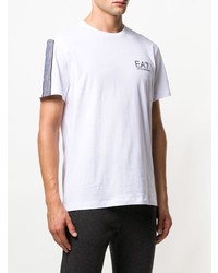 weißes bedrucktes T-Shirt mit einem Rundhalsausschnitt von Ea7 Emporio Armani