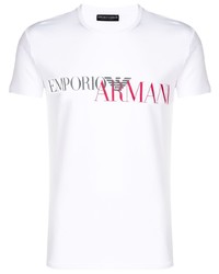 weißes bedrucktes T-Shirt mit einem Rundhalsausschnitt von Emporio Armani