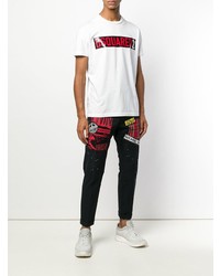 weißes bedrucktes T-Shirt mit einem Rundhalsausschnitt von DSQUARED2