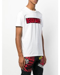 weißes bedrucktes T-Shirt mit einem Rundhalsausschnitt von DSQUARED2