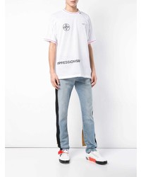 weißes bedrucktes T-Shirt mit einem Rundhalsausschnitt von Off-White