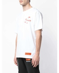 weißes bedrucktes T-Shirt mit einem Rundhalsausschnitt von Heron Preston