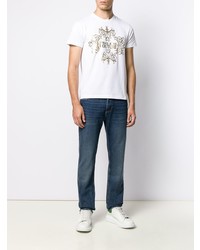 weißes bedrucktes T-Shirt mit einem Rundhalsausschnitt von VERSACE JEANS COUTURE