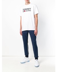 weißes bedrucktes T-Shirt mit einem Rundhalsausschnitt von Tommy Jeans