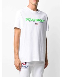 weißes bedrucktes T-Shirt mit einem Rundhalsausschnitt von Polo Ralph Lauren