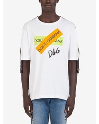 weißes bedrucktes T-Shirt mit einem Rundhalsausschnitt von Dolce & Gabbana