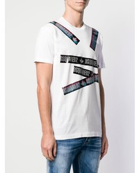 weißes bedrucktes T-Shirt mit einem Rundhalsausschnitt von DSQUARED2