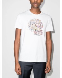 weißes bedrucktes T-Shirt mit einem Rundhalsausschnitt von Alexander McQueen