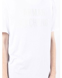 weißes bedrucktes T-Shirt mit einem Rundhalsausschnitt von Armani Exchange