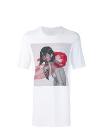 weißes bedrucktes T-Shirt mit einem Rundhalsausschnitt von Lost & Found Ria Dunn