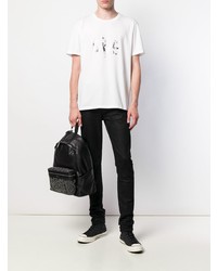 weißes bedrucktes T-Shirt mit einem Rundhalsausschnitt von Saint Laurent