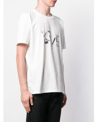 weißes bedrucktes T-Shirt mit einem Rundhalsausschnitt von Saint Laurent