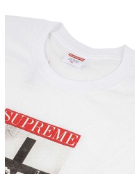 weißes bedrucktes T-Shirt mit einem Rundhalsausschnitt von Supreme