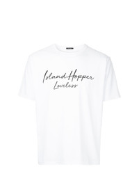 weißes bedrucktes T-Shirt mit einem Rundhalsausschnitt von Loveless