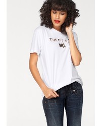weißes bedrucktes T-Shirt mit einem Rundhalsausschnitt von LTB