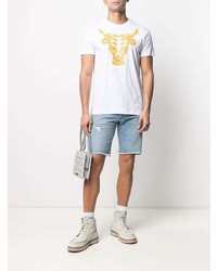 weißes bedrucktes T-Shirt mit einem Rundhalsausschnitt von VERSACE JEANS COUTURE