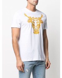 weißes bedrucktes T-Shirt mit einem Rundhalsausschnitt von VERSACE JEANS COUTURE