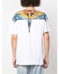 weißes bedrucktes T-Shirt mit einem Rundhalsausschnitt von Marcelo Burlon County of Milan