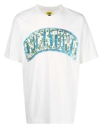 weißes bedrucktes T-Shirt mit einem Rundhalsausschnitt von MA®KET