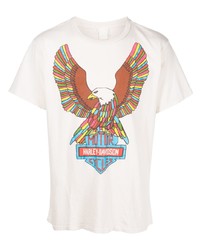 weißes bedrucktes T-Shirt mit einem Rundhalsausschnitt von MadeWorn