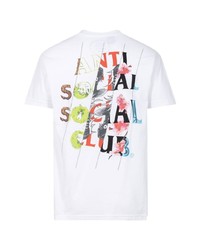 weißes bedrucktes T-Shirt mit einem Rundhalsausschnitt von Anti Social Social Club