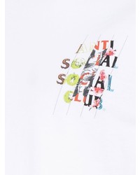 weißes bedrucktes T-Shirt mit einem Rundhalsausschnitt von Anti Social Social Club