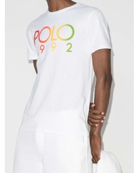 weißes bedrucktes T-Shirt mit einem Rundhalsausschnitt von Polo Ralph Lauren