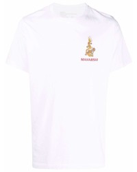 weißes bedrucktes T-Shirt mit einem Rundhalsausschnitt von Maharishi