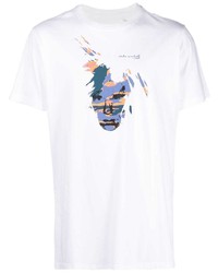 weißes bedrucktes T-Shirt mit einem Rundhalsausschnitt von Maharishi