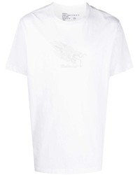 weißes bedrucktes T-Shirt mit einem Rundhalsausschnitt von Maharishi