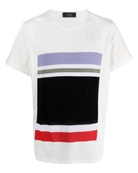weißes bedrucktes T-Shirt mit einem Rundhalsausschnitt von Maison Flaneur