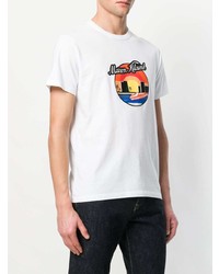 weißes bedrucktes T-Shirt mit einem Rundhalsausschnitt von MAISON KITSUNÉ