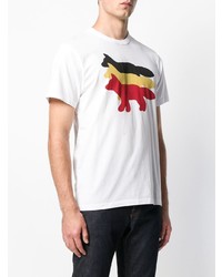 weißes bedrucktes T-Shirt mit einem Rundhalsausschnitt von MAISON KITSUNÉ