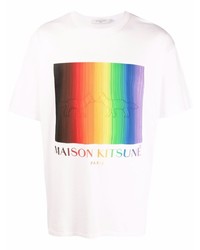 weißes bedrucktes T-Shirt mit einem Rundhalsausschnitt von MAISON KITSUNÉ