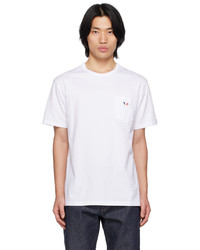 weißes bedrucktes T-Shirt mit einem Rundhalsausschnitt von MAISON KITSUNÉ