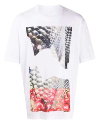 weißes bedrucktes T-Shirt mit einem Rundhalsausschnitt von Maison Margiela