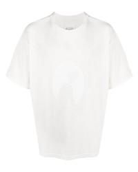 weißes bedrucktes T-Shirt mit einem Rundhalsausschnitt von Maison Margiela