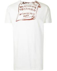 weißes bedrucktes T-Shirt mit einem Rundhalsausschnitt von Maison Margiela