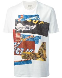 weißes bedrucktes T-Shirt mit einem Rundhalsausschnitt von Maison Margiela