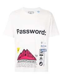 weißes bedrucktes T-Shirt mit einem Rundhalsausschnitt von Maison Mihara Yasuhiro
