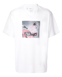 weißes bedrucktes T-Shirt mit einem Rundhalsausschnitt von Makavelic